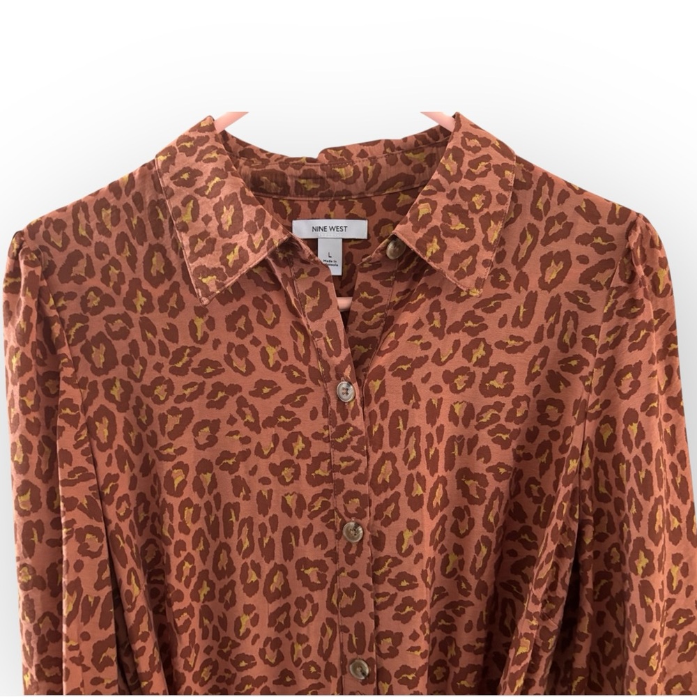 Nine West Leopard Print Long Sleeve Dress - Picture 4 of 9